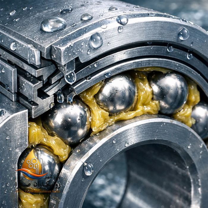 وینچ عرشه کشتی + نقاط روانکاری + نمک/رطوبت + شینِ روغن محافظ